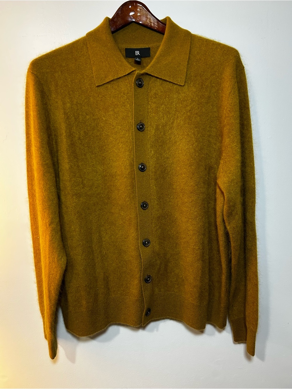 Banana Republic Womens Large Cashmere Cardigan Sweater Button Down Mustard Ochre
